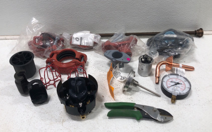 Assortment Of Pipe Clamps (2) Sprinkler Cages & Much More