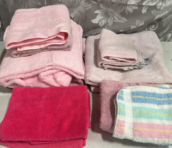 Assortment of Pink Bath Towels