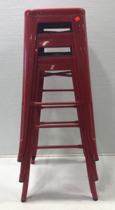 (3) Metal Red Stools