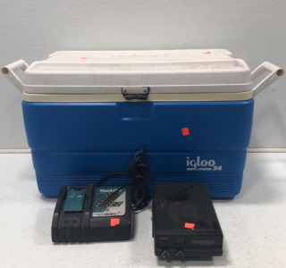 (1) SVR-250 Vehicular repeater (1) Makita Battery Charger (1) Igloo Cooler