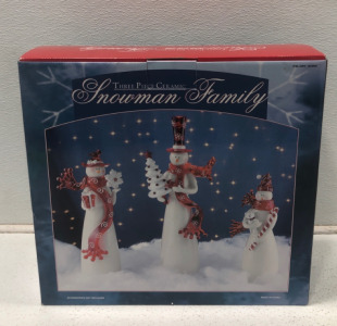 Three Piece Ceramic Snowman Family