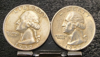 (2) 1959 90% Silver Quarters -Verified Authentic