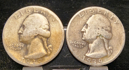 (2) 1939 90% Silver Quarters -Verified Authentic