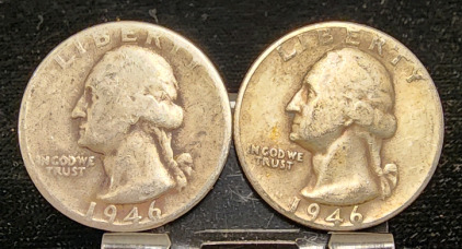 (2) 1946 90% Silver Quarters -Verified Authentic