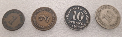 4 German Coins 1874-1917