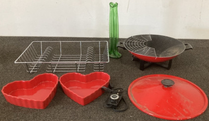 (1) West Bend Skillet/ Grill, (2) Heart Shaped Cake Pans And More