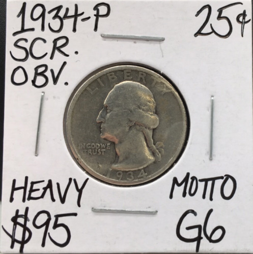 1934-P G6 Heavy Motto Silver Quarter