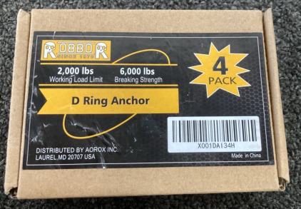 (1) Pack Of 4 D Ring Anchor