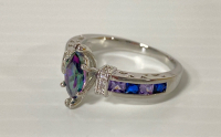 Marquise Cut Mystic Rainbow Topaz Ring Size 9 1/4