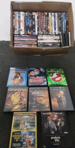 Box Full Of DVDS Including Austin Powers Gold member, Homeward Bound 1&2, Robin Hood, Ghostbusters 1&2, A Fistful Of Dollar, Rush Hour