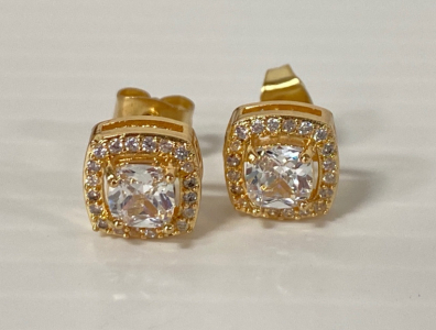 Gold Plated Halo Stud Earrings