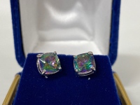 Pair Of Rainbow Topaz Stud Earrings