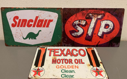 (3) Metal Oil Signs