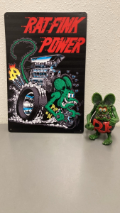 Rat Fink Metal Sign & Rat Fink Posable Figure