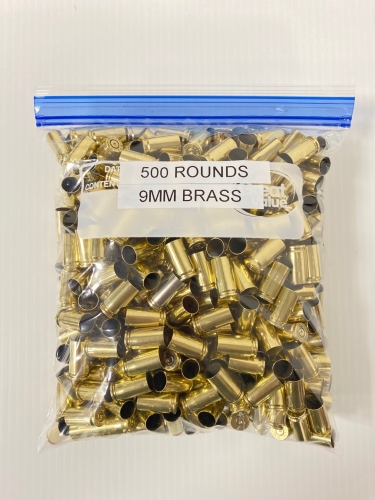 (500) Rnds 9mm Brass Casings