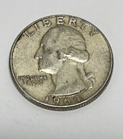 (2) Silver Washington Quarters Dated 1964 - 3