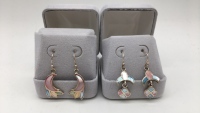 (2) .925 Stamped Shell Inlay Earrings