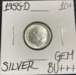 1955-D Gem BU+++ Silver Roosevelt Dime