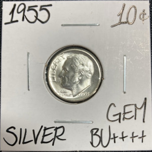 1955 Gem BU++++ Silver Roosevelt Dime