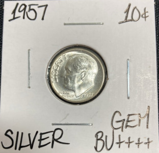 1957 Gem BU++++ Silver Roosevelt Dime