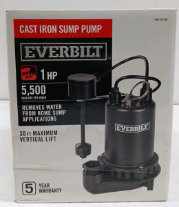 Everbuilt Cast Iron Sump Pump 1hp 5,500 gal per hr
