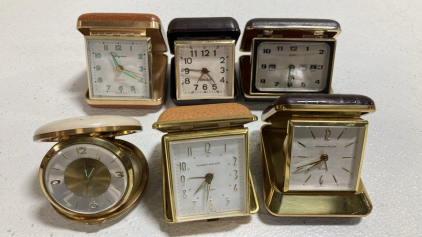 (5) Assorted Vintage Folding Desk Clocks