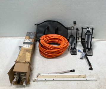 (1) 1/4 PVC Hose (2) Pacific Double Bass Kick Pedals (1) Grey Small Cooler Bag & More