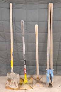(1) Shovel, (1) Post Hole Digger & (2) Tampers