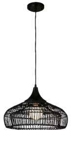 (1) Allen + Roth / Reece Black Traditional Bell Hanging Pendant Light