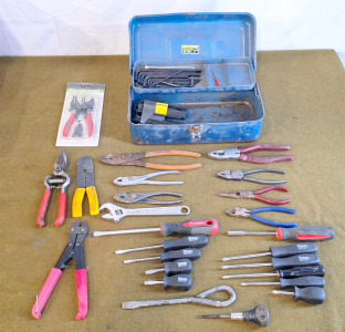 (1) Small Metal Toolbox W/ Assorted Hand Tools