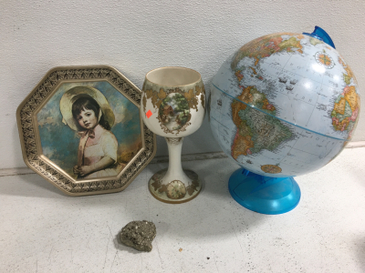 Vintage Chalice, Platter, Globe and More