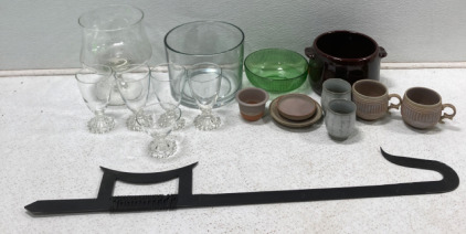 (5) Vintage Bubble Boopie Wine glasses (1) Chinese Hook Sword & Much More