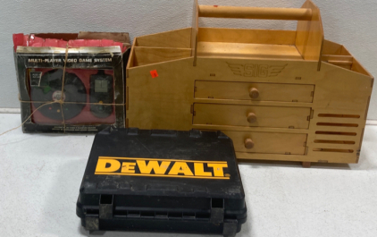 (1) DeWalt Drill With Case (1) TV Poker Game System (1) Sig Fieldboss Flight Box