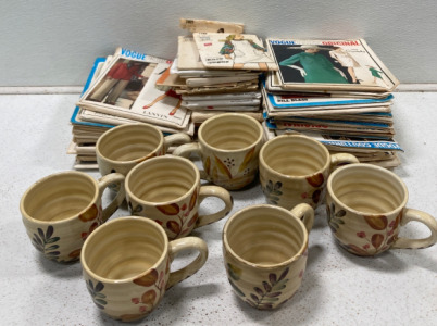 (8) Shadowwood Coffee Mugs & An Assortment Of Sewing Patterns