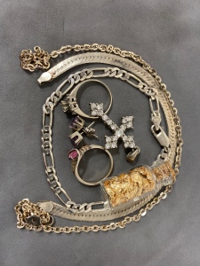 Assorted .925 Jewelry and Small Jar Of Gold Foil