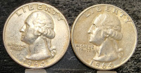 (2) 1964 90% Silver Quarters -Verified Authentic