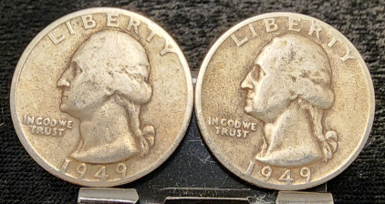 (2) 1949 90% Silver Quarters -Verified Authentic
