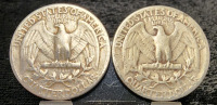 (2) 1944 90% Silver Quarters -Verified Authentic - 2