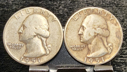 (2) 1951 90% Silver Quarters -Verified Authentic