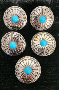 (5) Silver And Turquoise Conchos