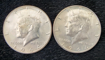 (2) 1964 Kennedy Half Dollars, 90% Silver