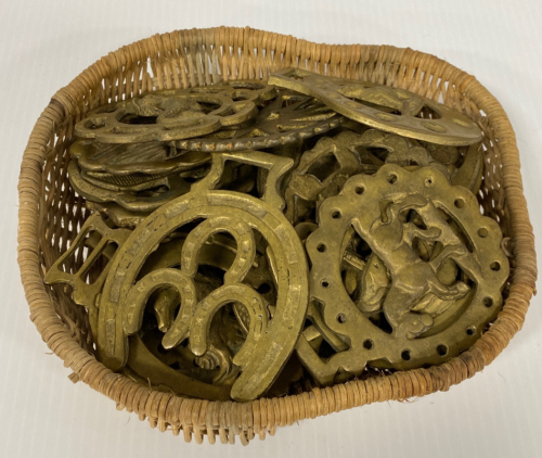 Basket With Brass Horse Medallions