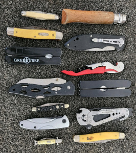 Assorted Pocket Knives And Utility Tools