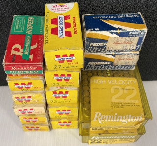 (15) Opened Boxes 22 Short & Long Rifle Bullets