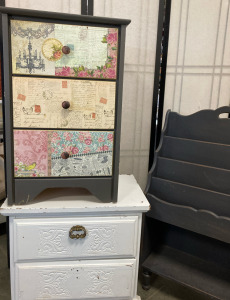 Magazine Rack, 2 Drawer Night Stand, 3 Drawer Side Table