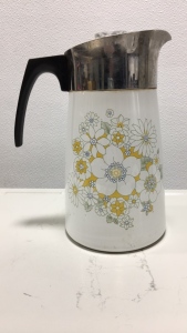 1970s Floral Bouquet Corningwear 9 Cup Coffee Pot