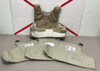 Point Blank Vision Body Armor Carrier W/ Three Point Blank Ballistic Liners