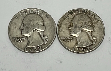 (2) Silver Washington Quarters Dated 1952