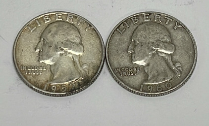 (2) Silver Washington Quarters Dated 1952 And 1960