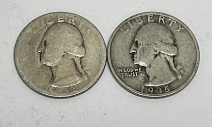 (2) Silver Washington Quarters Dated 1932 And 1935
